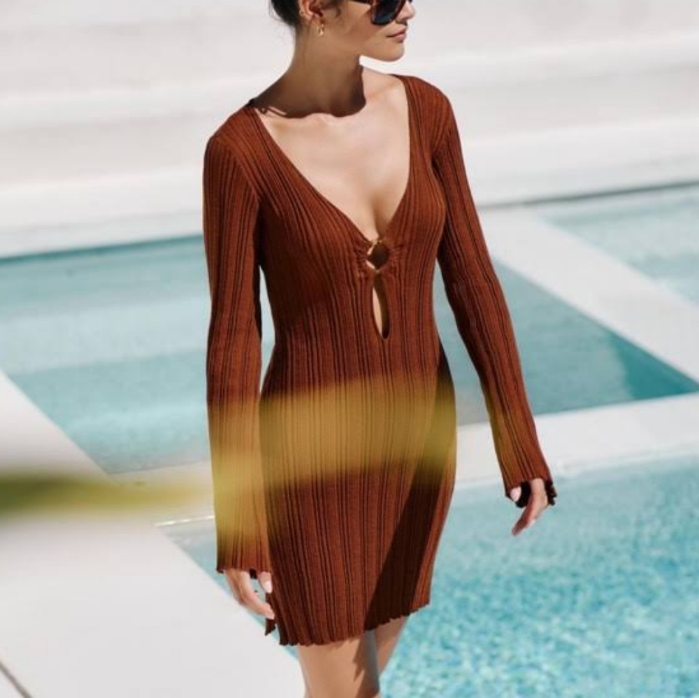 L*Space Wailea Swimsuit Coverup Dress Brown Coffee